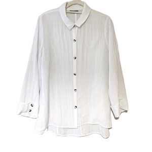 Habitat Womens Medium White Rayon Blend 3/4 Sleeve Relaxed Tunic Shirt Top